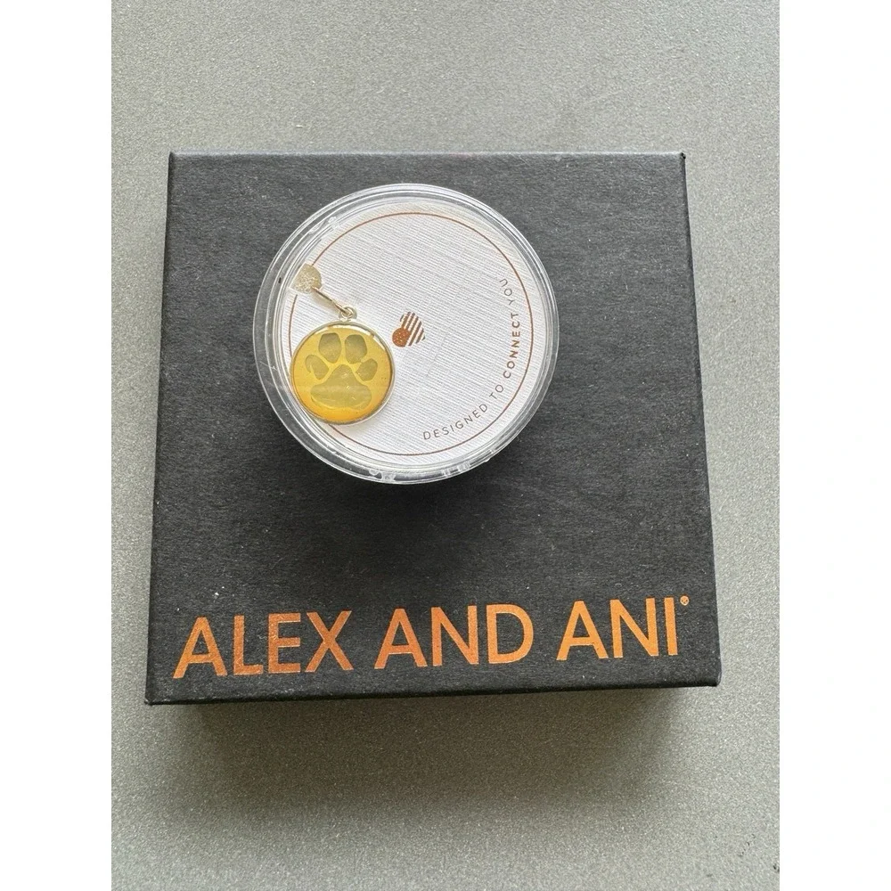 NEW Alex and Ani Paw Print Gold Chain Station Charm Dog Puppy‎ Sterling Silver